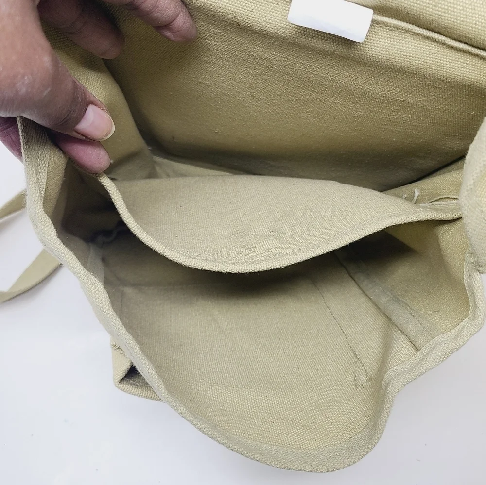 Unbranded | Unisex Vintage Beige Canvas Shoulder Bookbag or Backpack (One Size)